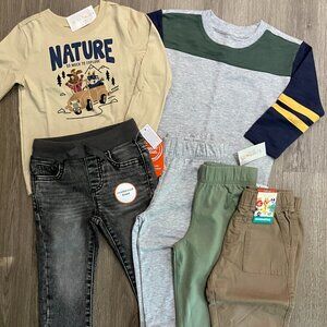 2T Garanimals & Wonder Nation Boys Long-Sleeve Tees & Pants Bundle